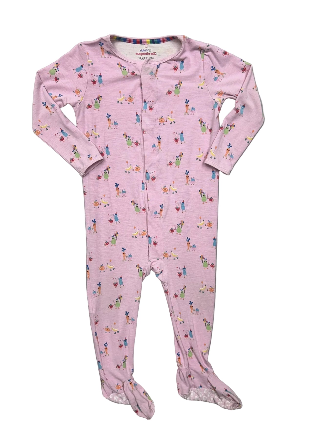 18-24 Months Magnetic Me Pink One-Piece Pajamas with Birthday Fruit
