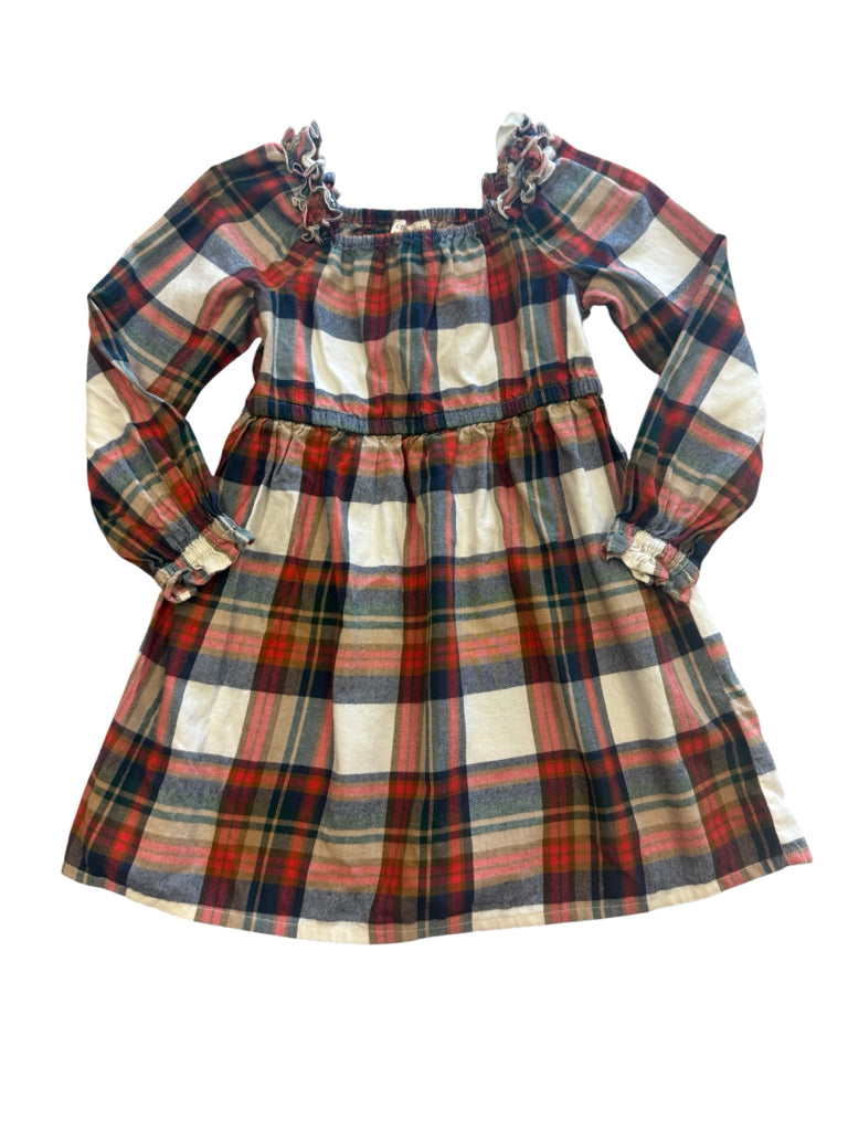 Crew Cuts 100% Cotton Plaid Size 5 Long-Sleeve Dress