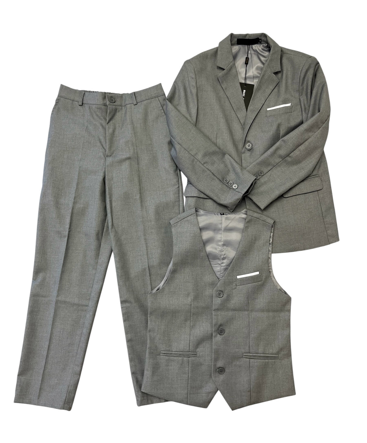 Mage Male Light Grey 3-Piece Lightweight Suit Size 10
