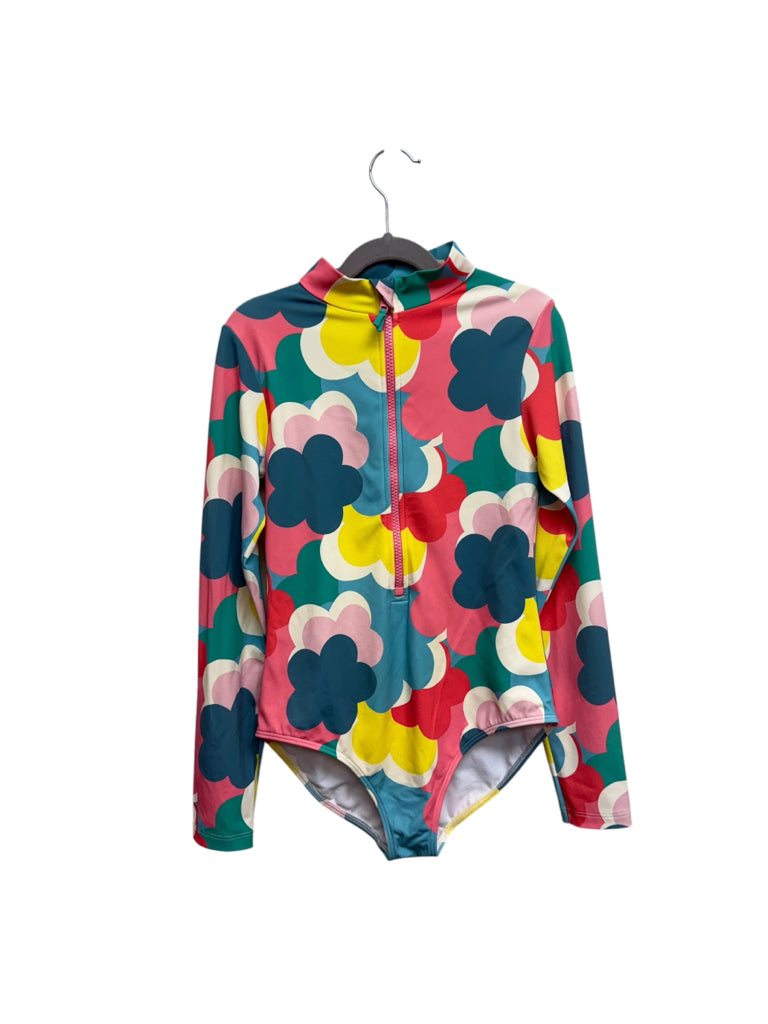 Size 11-12 Boden Multi-Color Long-Sleeve One-Piece Swimsuit