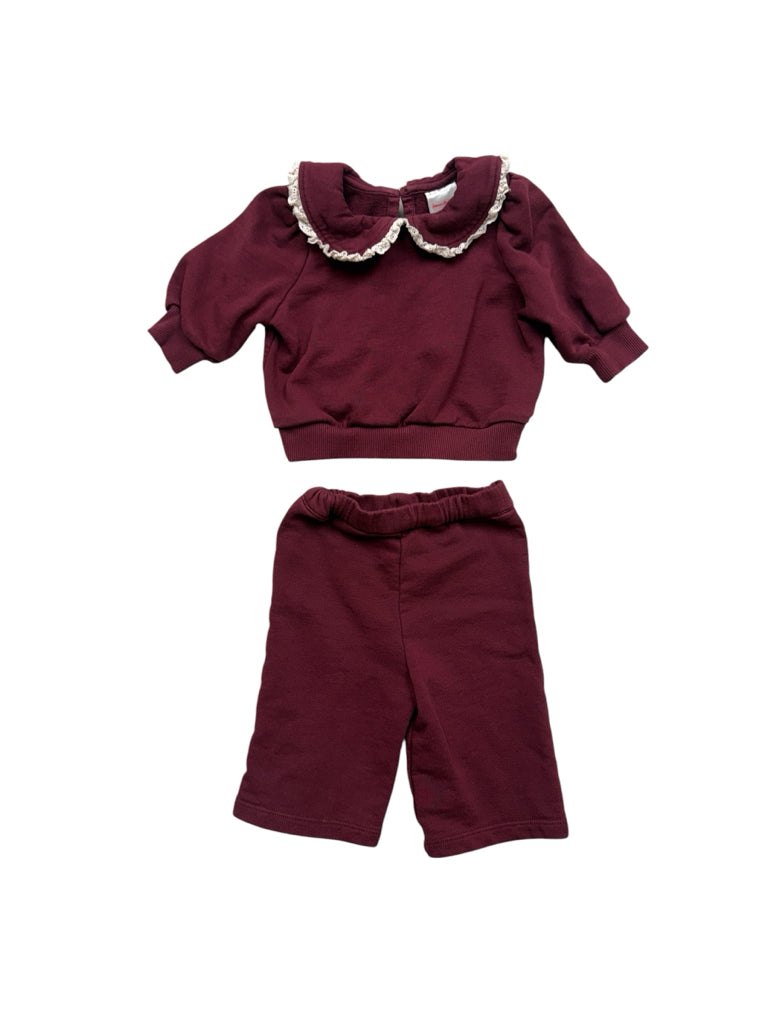 3-6 Months Hanna Andersson Red Long-Sleeve Sweatshirt and Sweatpants Set