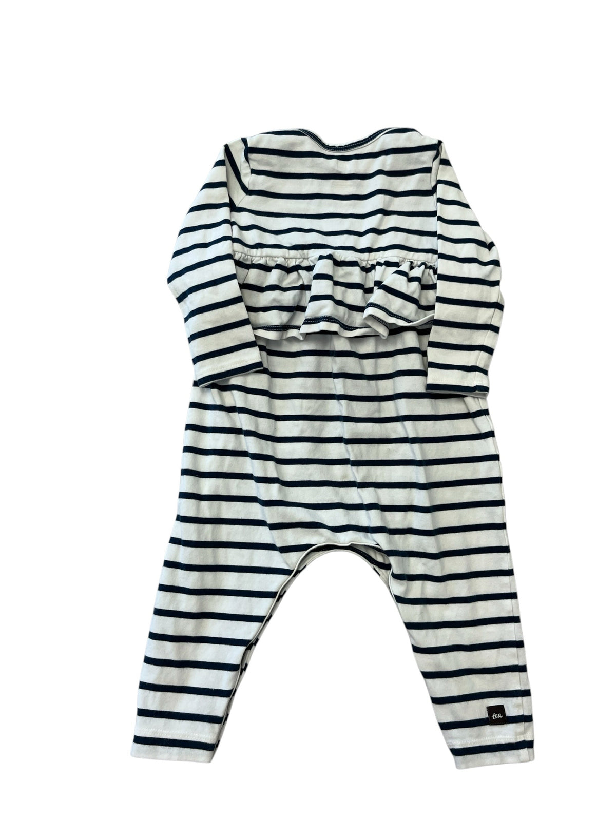 Tea Collection Blue Striped Cotton Romper 9-12 Months