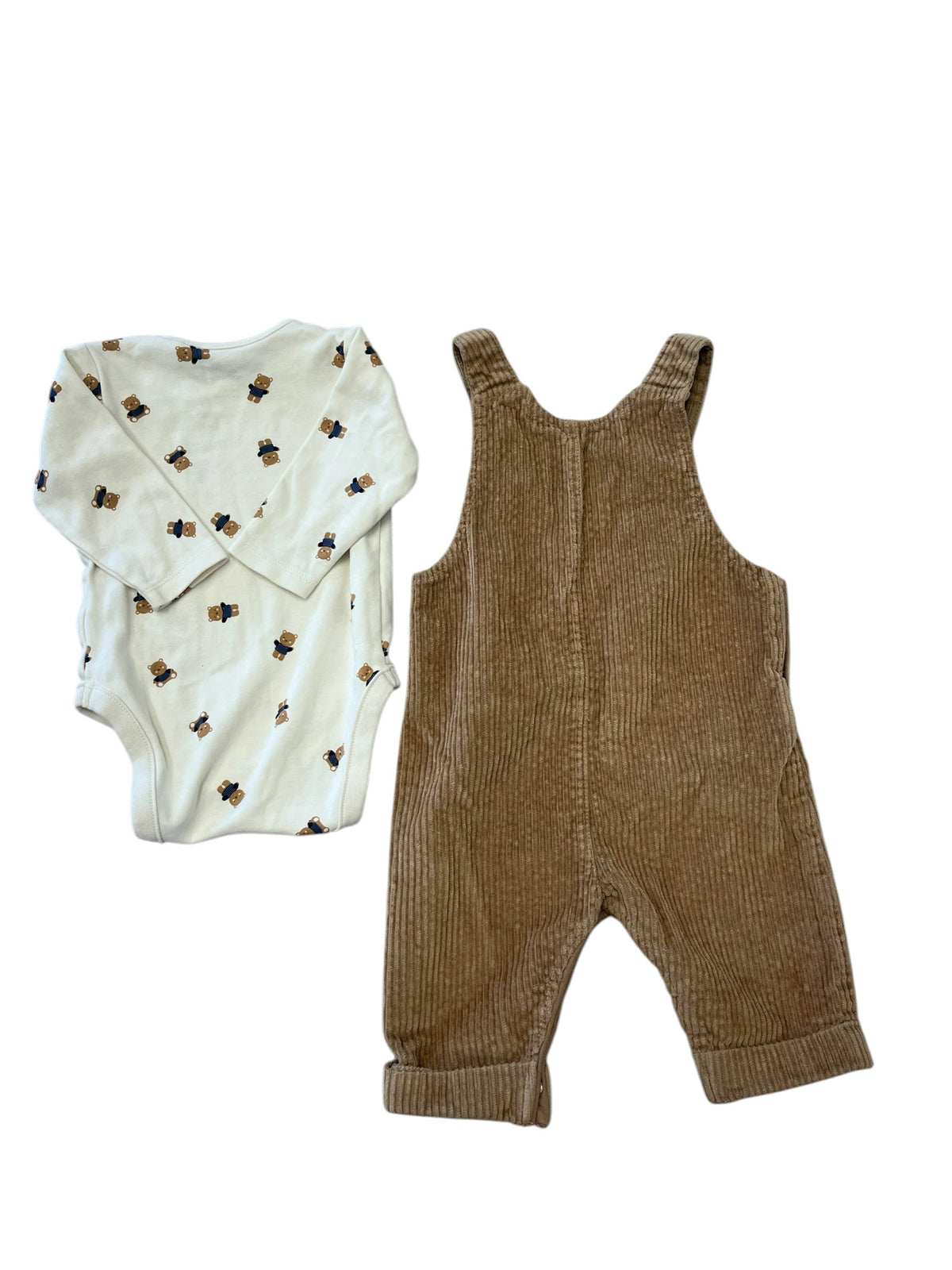 Next Tan Teddy Bear Corduroy Long-Sleeve Set Size 3-6 Months