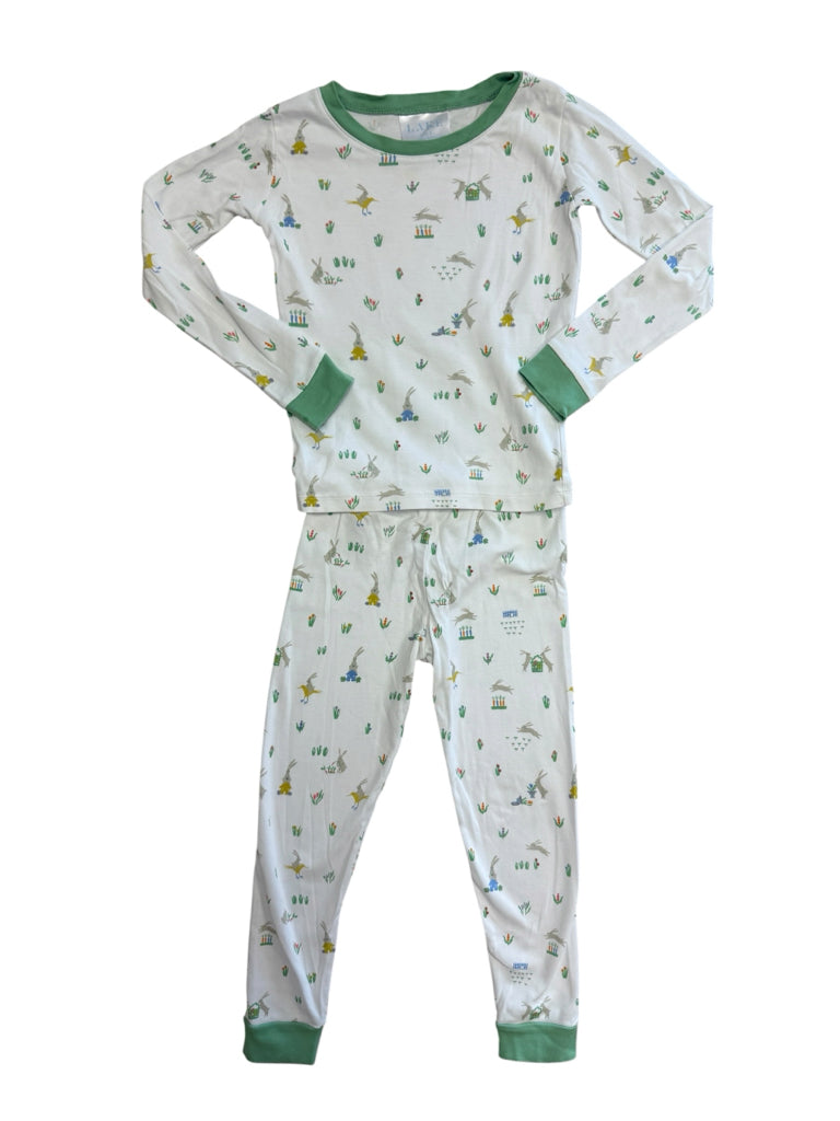 Lake 100% Pima Cotton White with Bunnies Pajamas Size 5