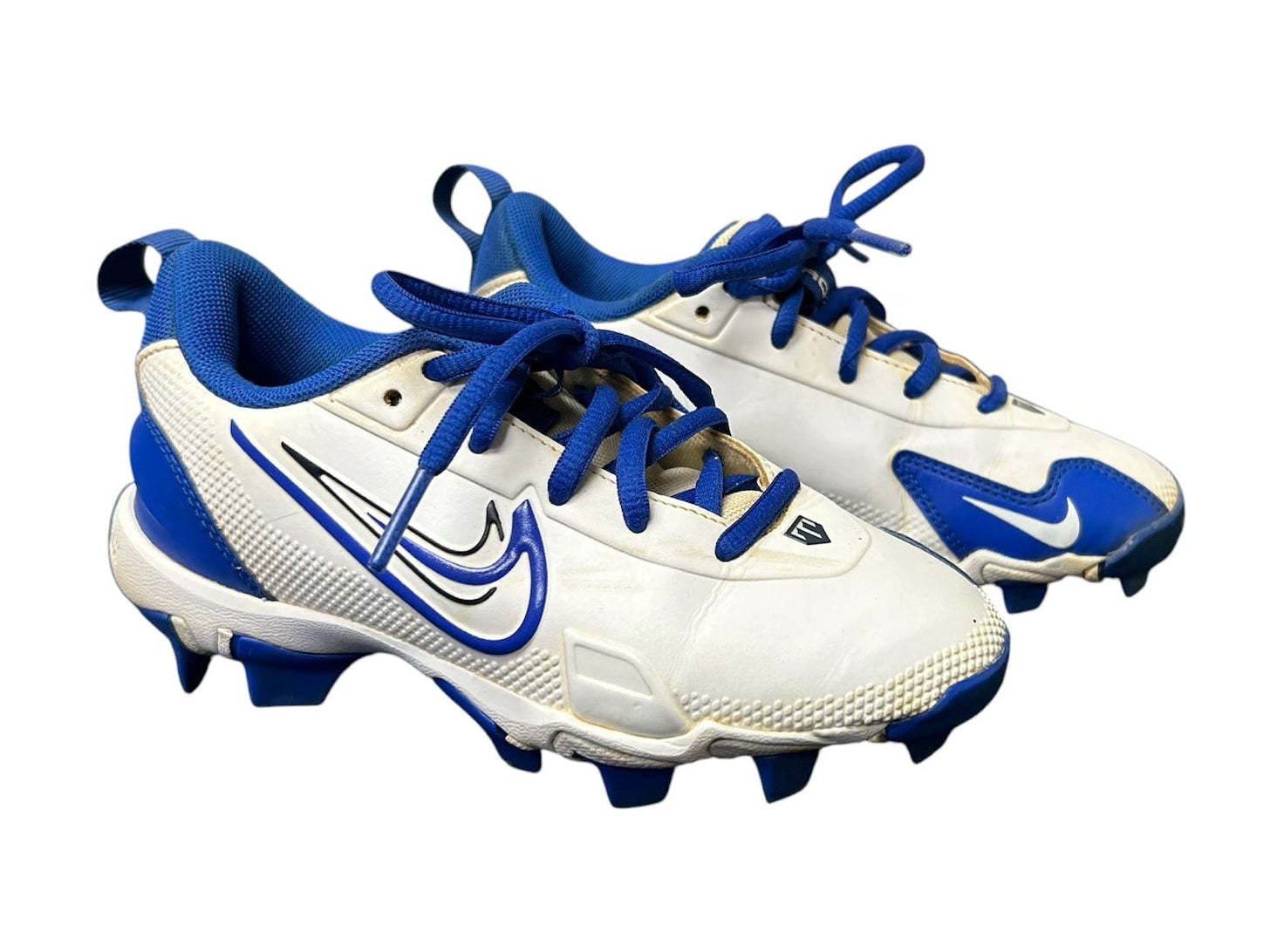 Kid Shoe Size 13 Nike White and Blue Baseball Cleats