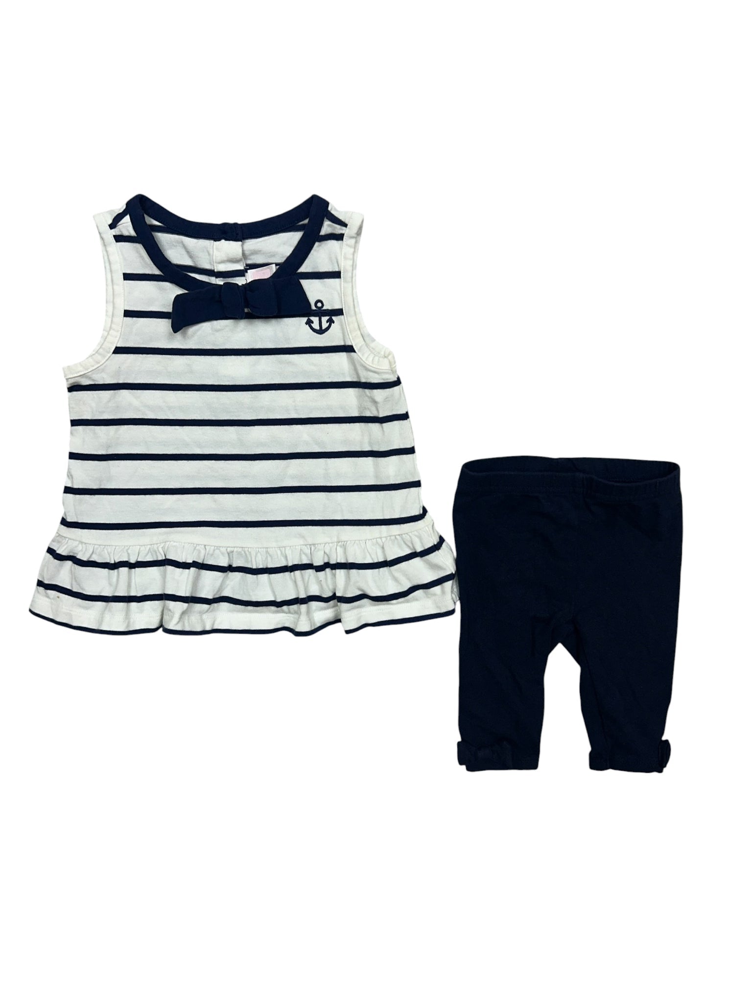 18-24 Months Janie & Jack Blue Striped Sleeveless Set with Anchor & Bows