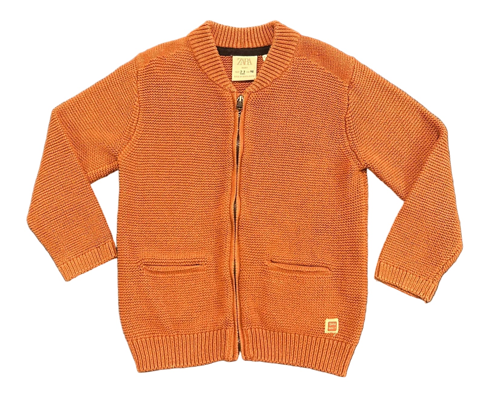 2-3T Zara Orange Zip-Up Sweater