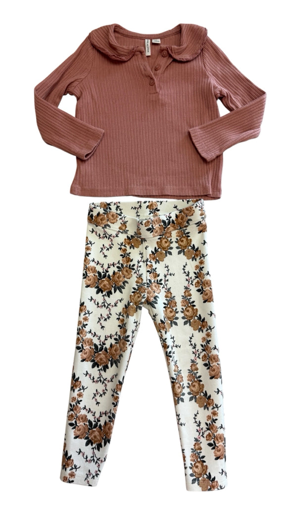 Janie & Jack Flower Leggings and Collared Long-Sleeve Shirt Size 2T