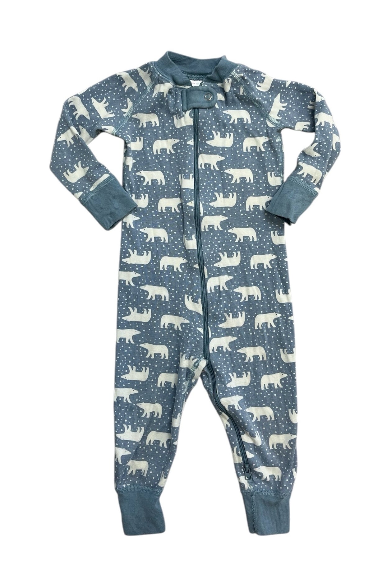 Hanna Andersson Blue Polar Bear One-Piece Cotton Pajamas Size 18-24 Months