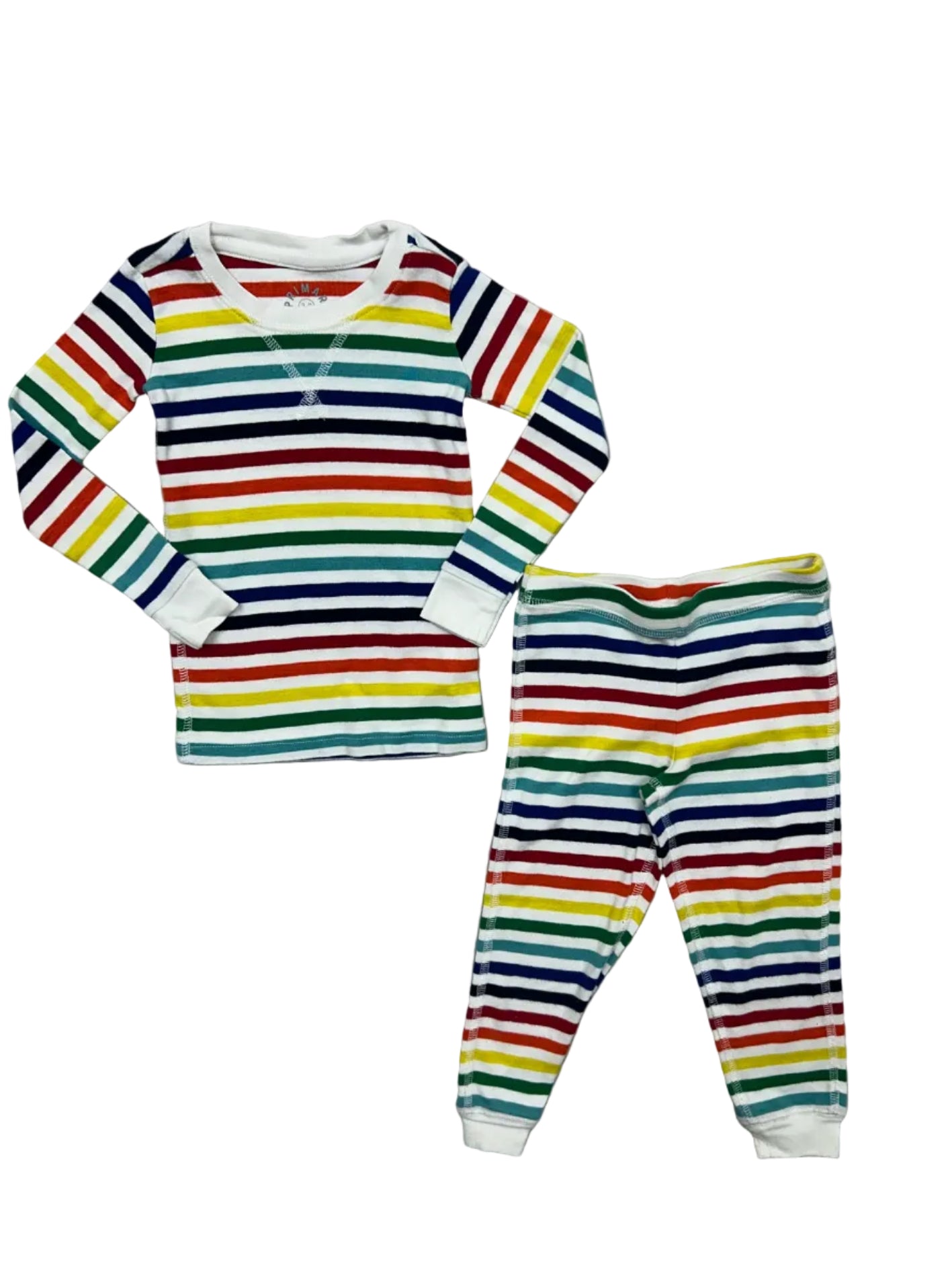 2-3T Primary Rainbow Striped Two-Piece Pajamas