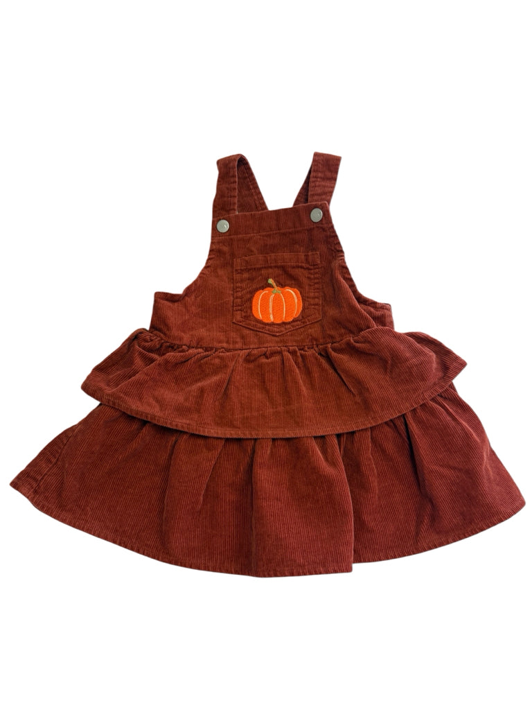 Children's Place Orange Overall Corduroy Dress with Embroidered Pumpkin  Size 2T