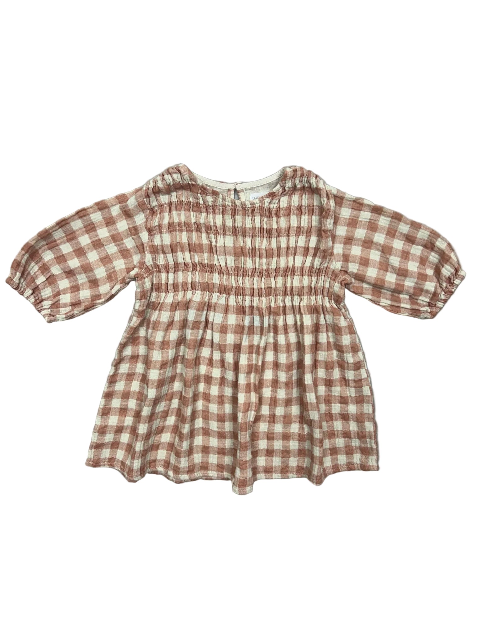 18-24 Months Zara Pink Plaid Long-Sleeve Dress