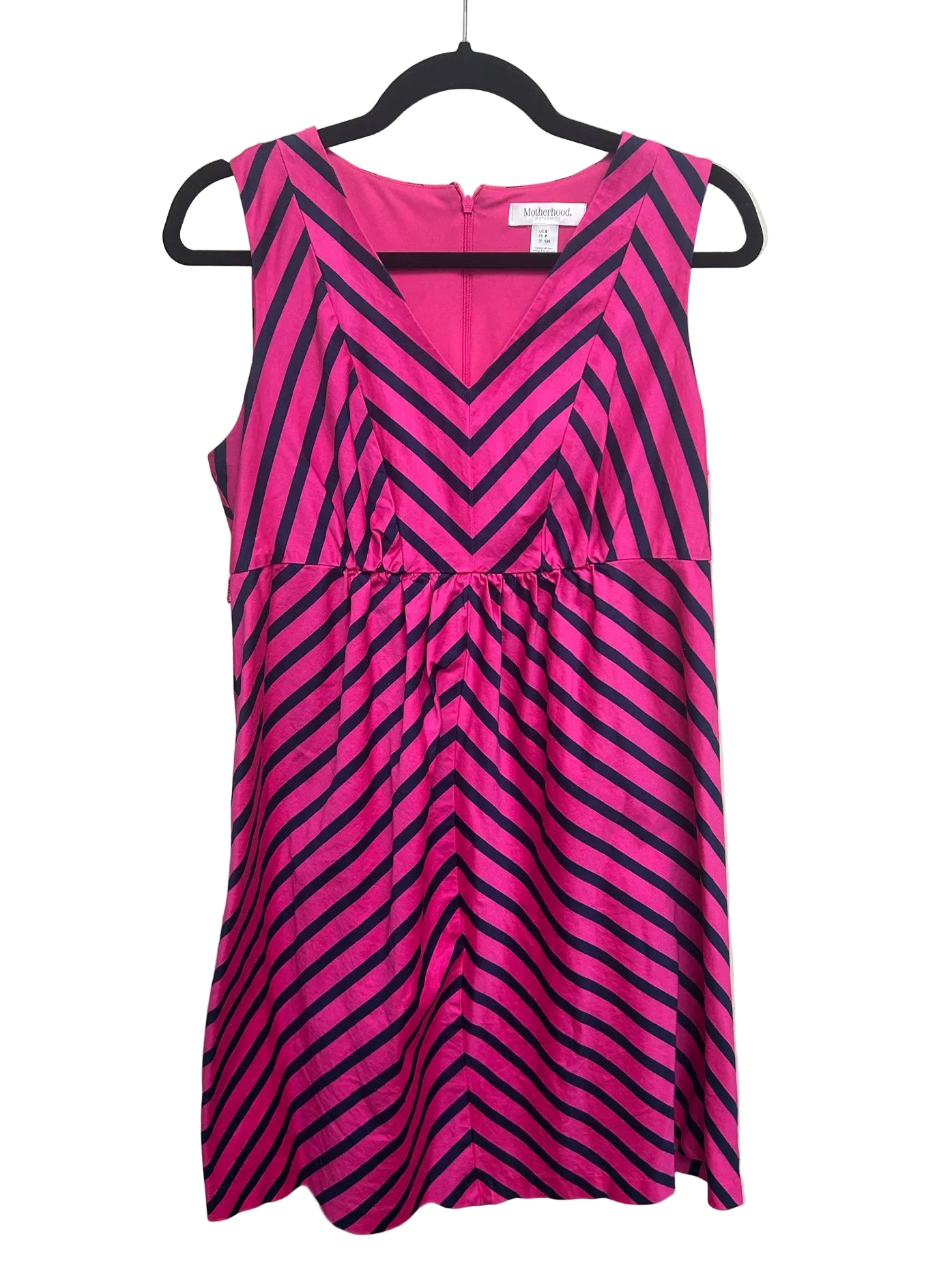 Size Small Motherhood Pink & Navy Chevron Sleeveless Maternity Dress