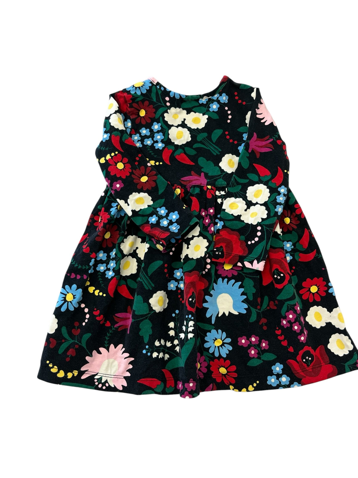 Hanna Andersson Black Flowered Cotton  Dress Size 18-24 Months