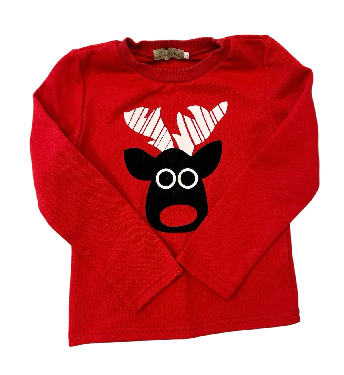 Cutestyles Red Cotton Reindeer Sweatshirt Size 3T