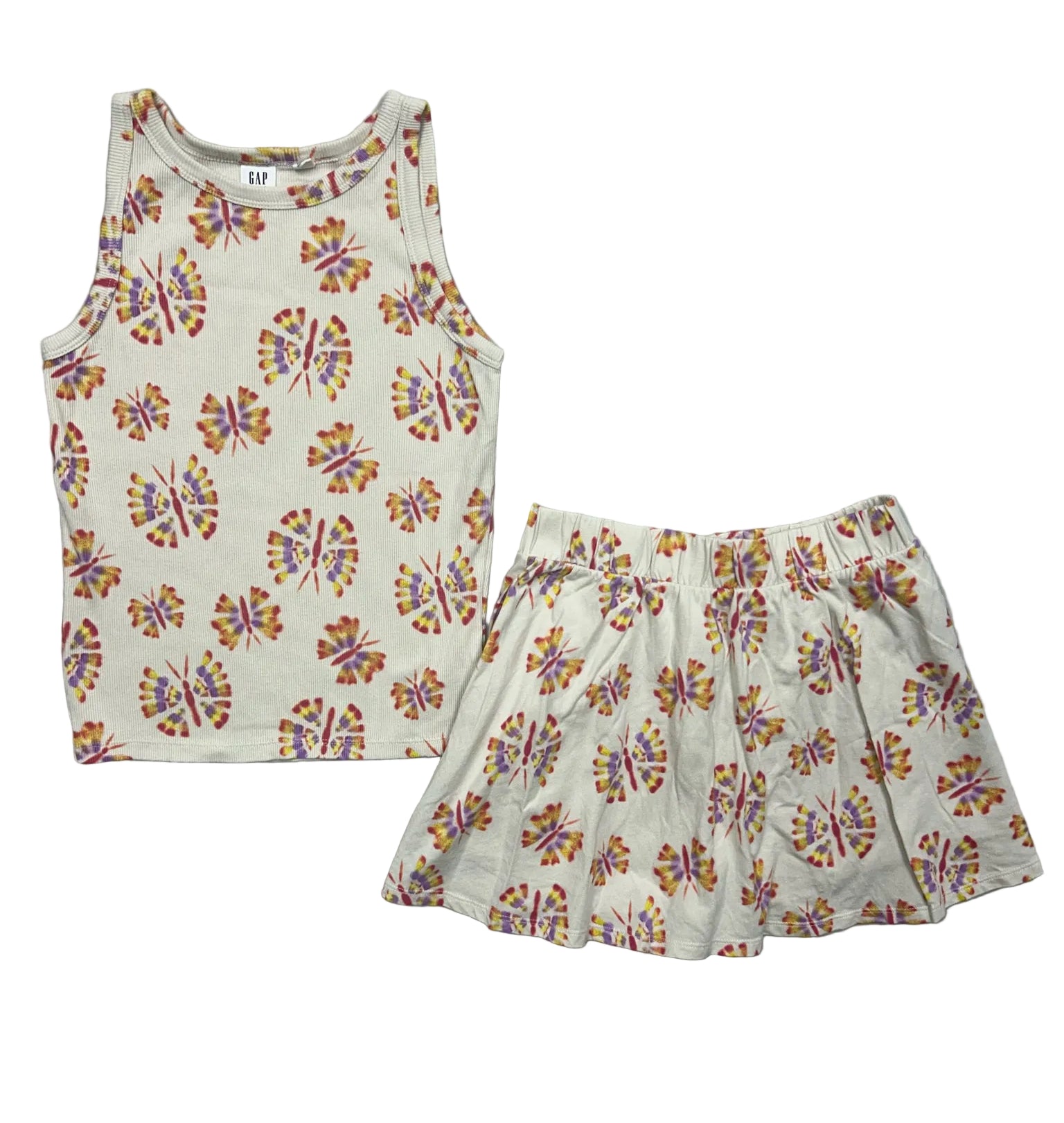 Size XXL (14) Gap Ribbed Skort & Tank Set w/ Tie-Dye Butterflys