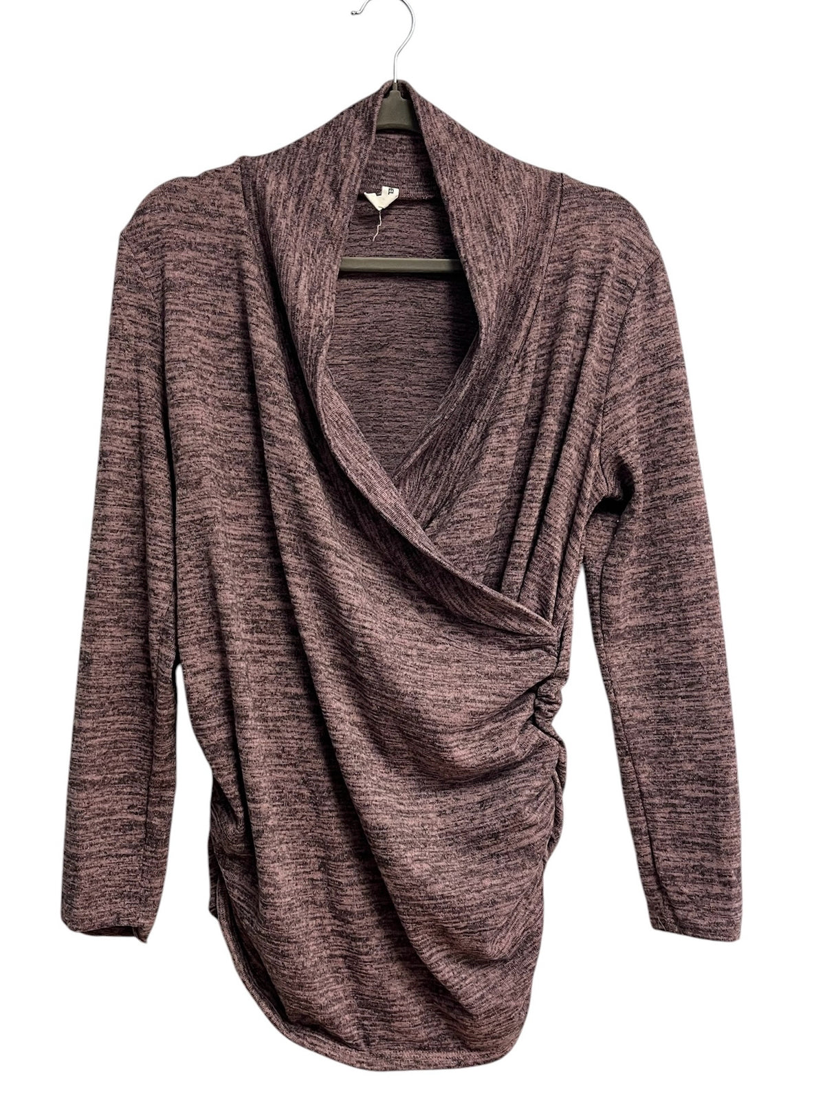 Hello Miz Purple Heathered Maternity + Nursing Wrap Sweater Size Medium