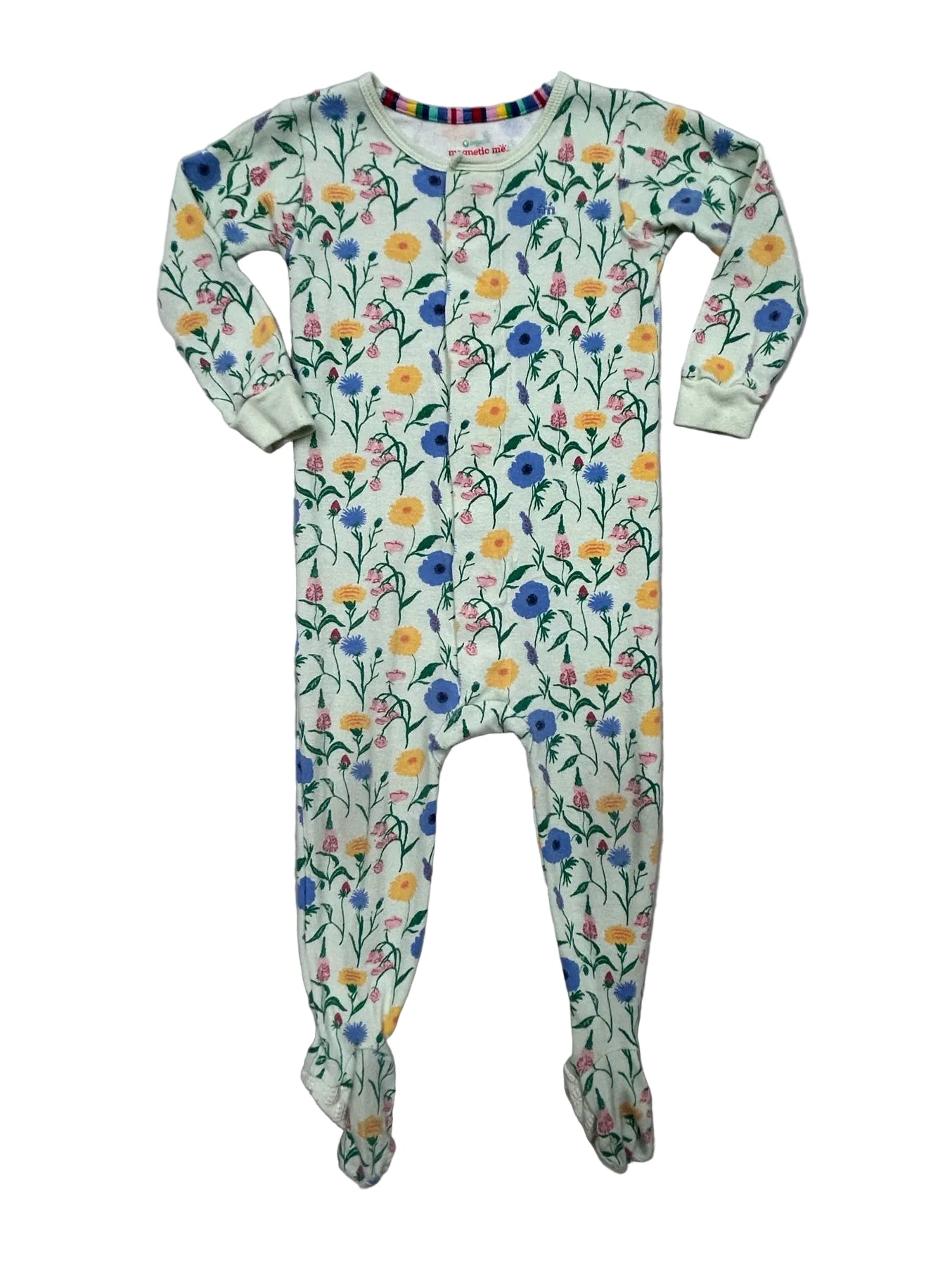 12-18 Months Magnetic Me Green One-Piece PJs with Flowers