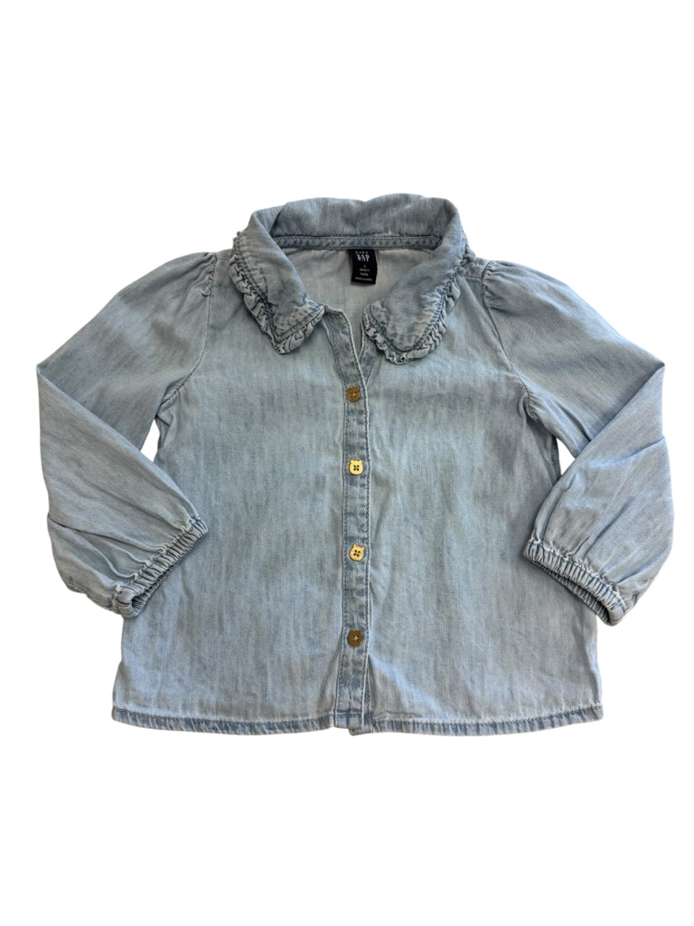 3T Gap 100% Cotton Blue Collared Long-Sleeve Shirt