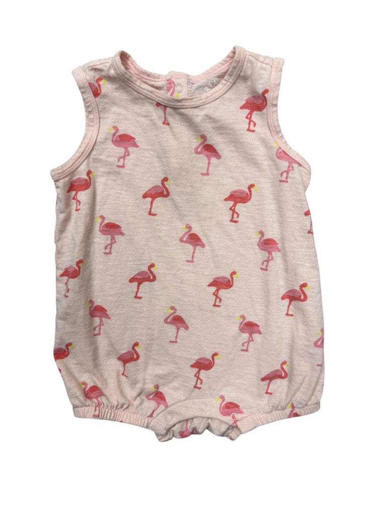 6-12 Months Primary Pink Flamingo Sleeveless Romper