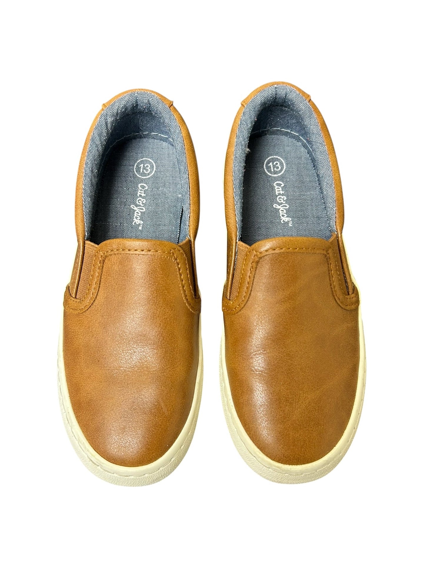 Kid Shoe Size 13 Cat & Jack Brown Faux Leather Slip-On Shoes