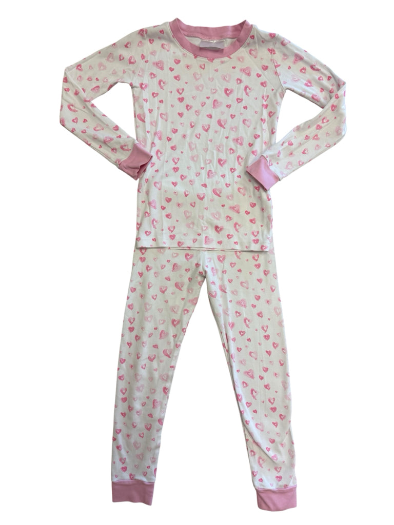 Lake 100% Pima Cotton White with Pink Hearts Pajamas Size 5