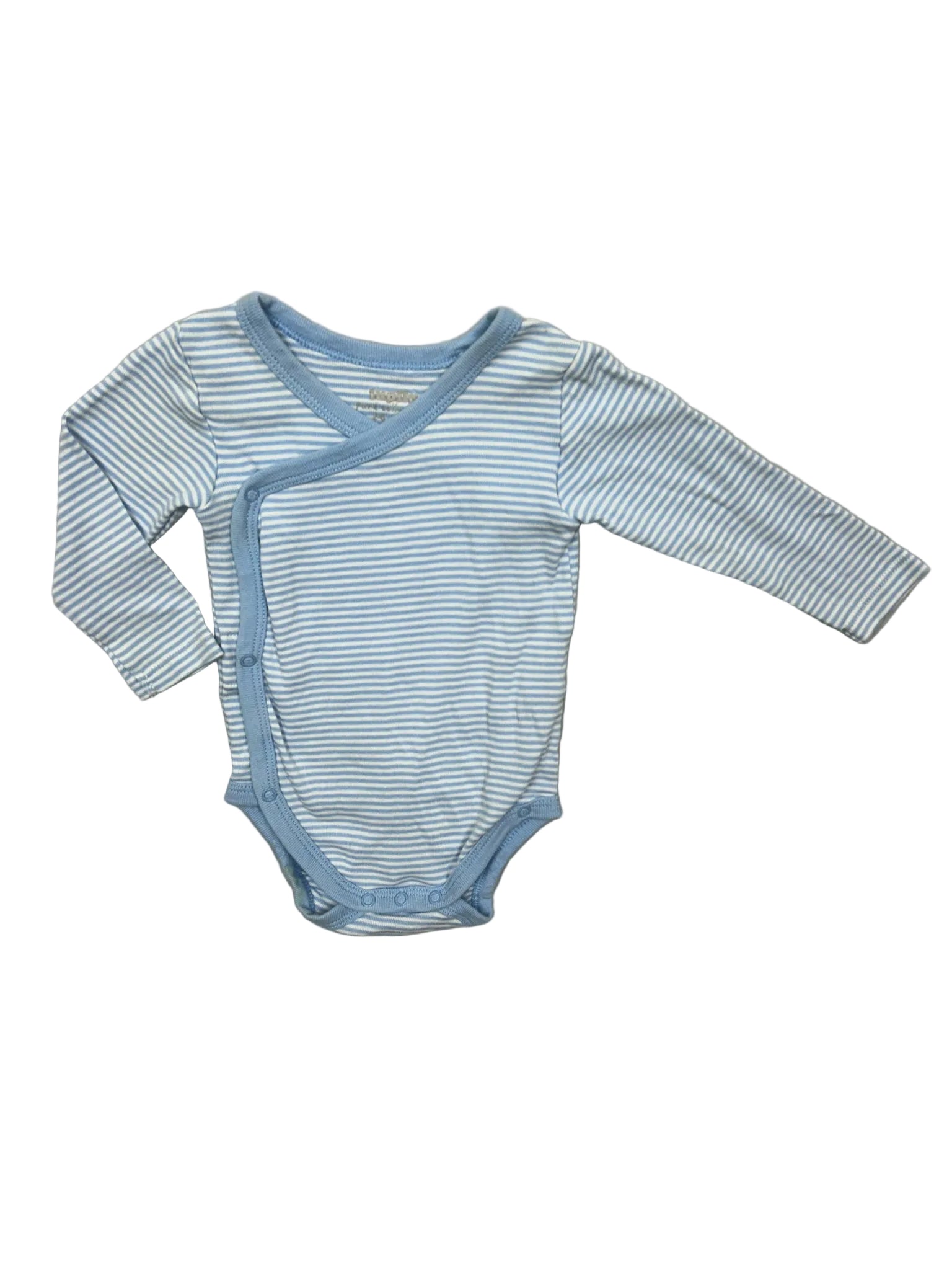 3-6 Months Lupilu Blue Striped Long-Sleeve Onesie with Snaps