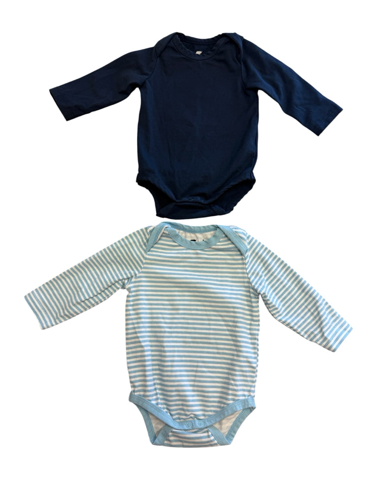 Bundle of (2) 0-3 Months Monica + Andy 100% Cotton Blue Long-Sleeve Onesies