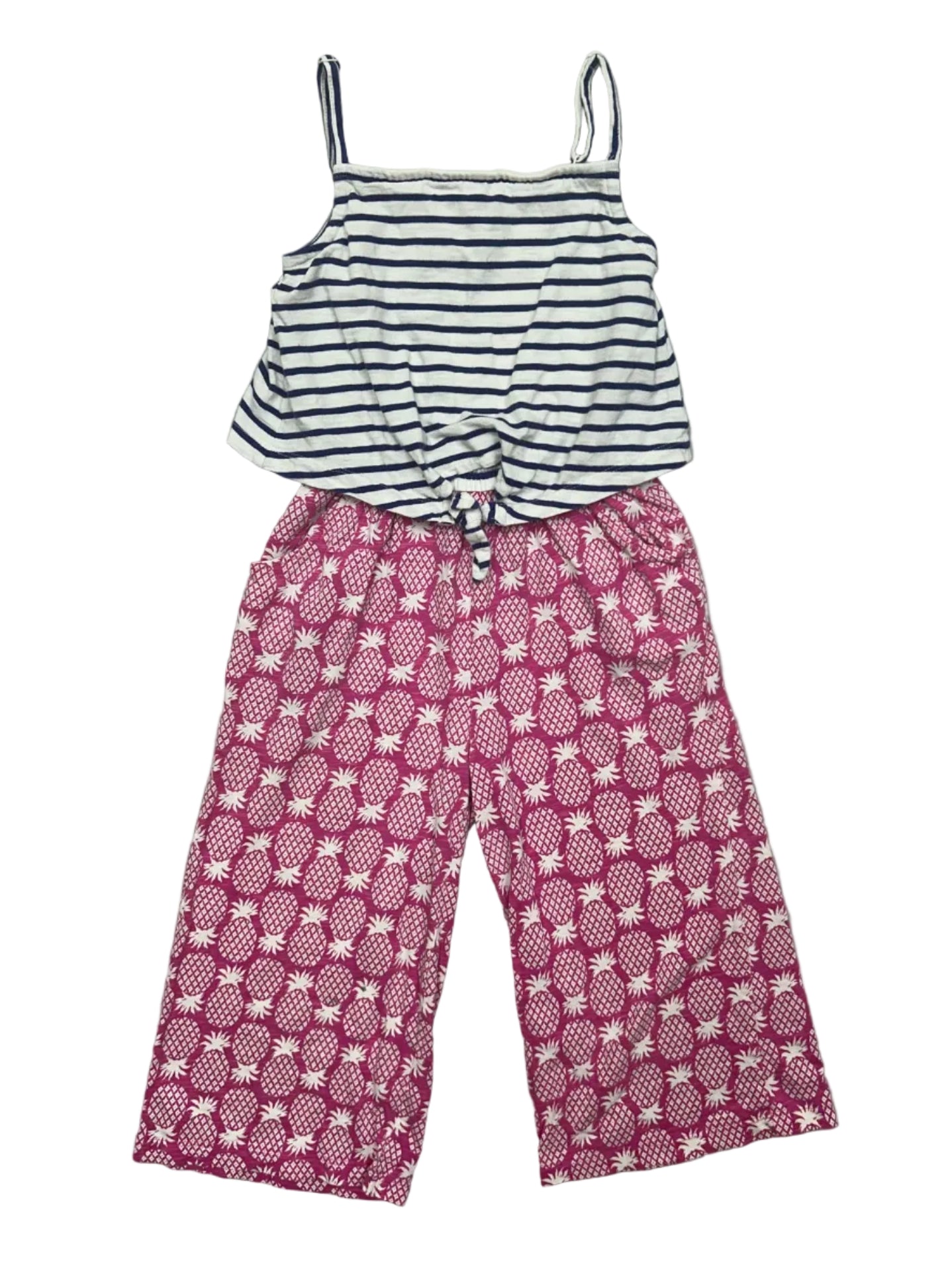 Size 6/7 Boden Sleeveless Romper with Stripes and Pineapples