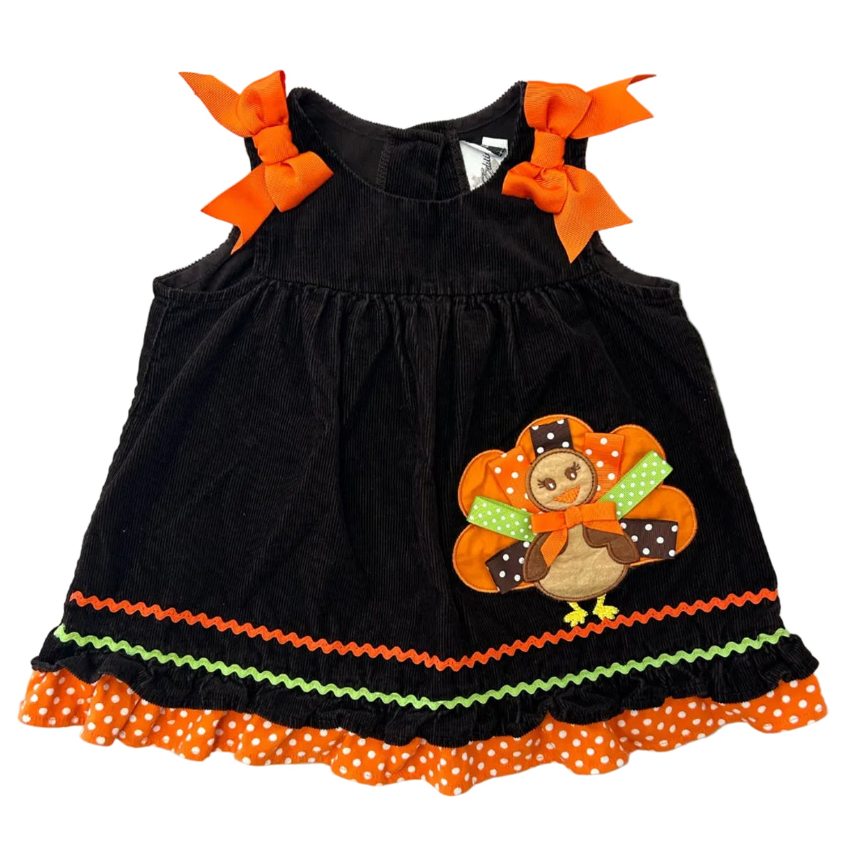 Rare Editions Brown Corduroy Thanksgiving Dress Size 9-12 Months