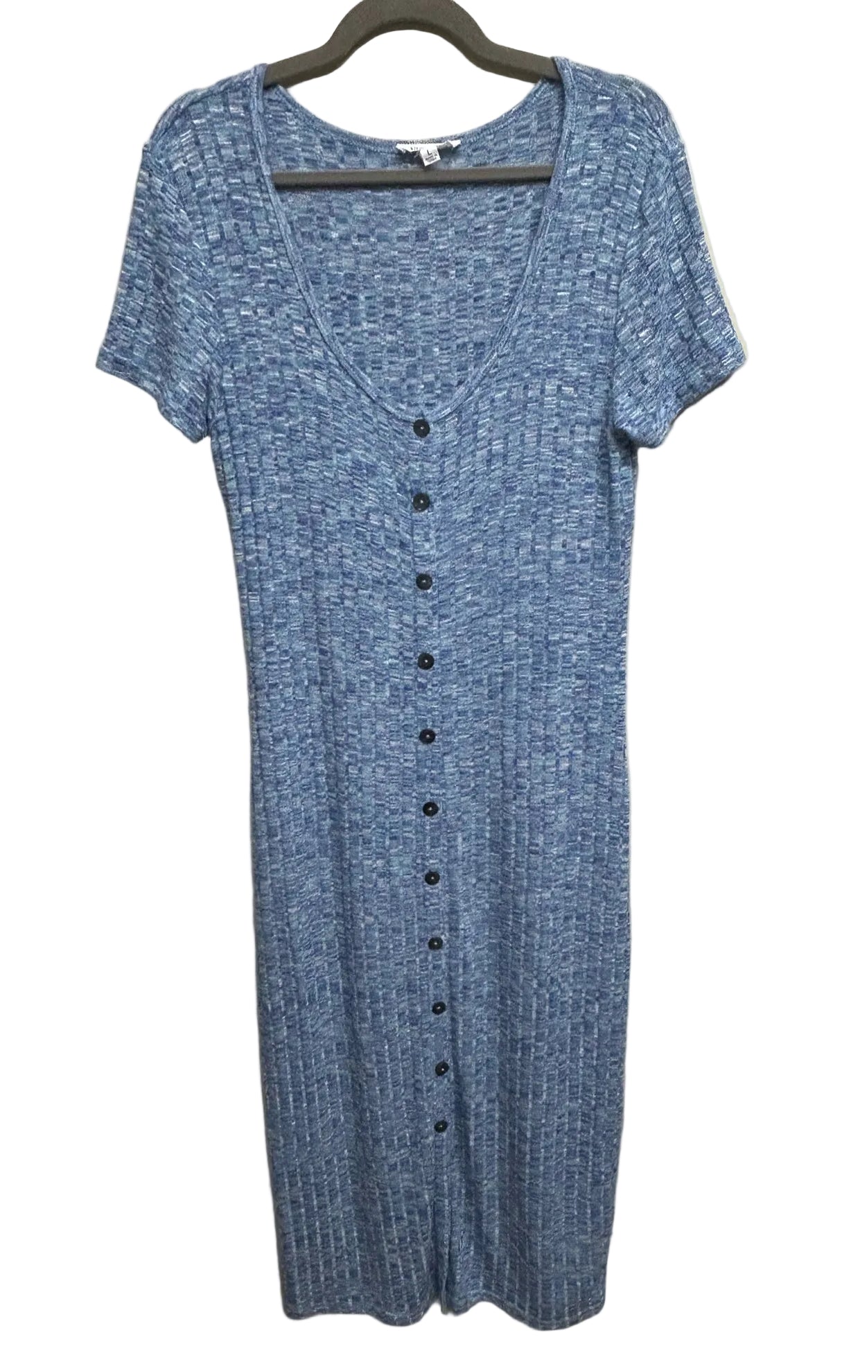 Size L Steve Madden Blue Space Dye Maternity Short-Sleeve Sweater Dress