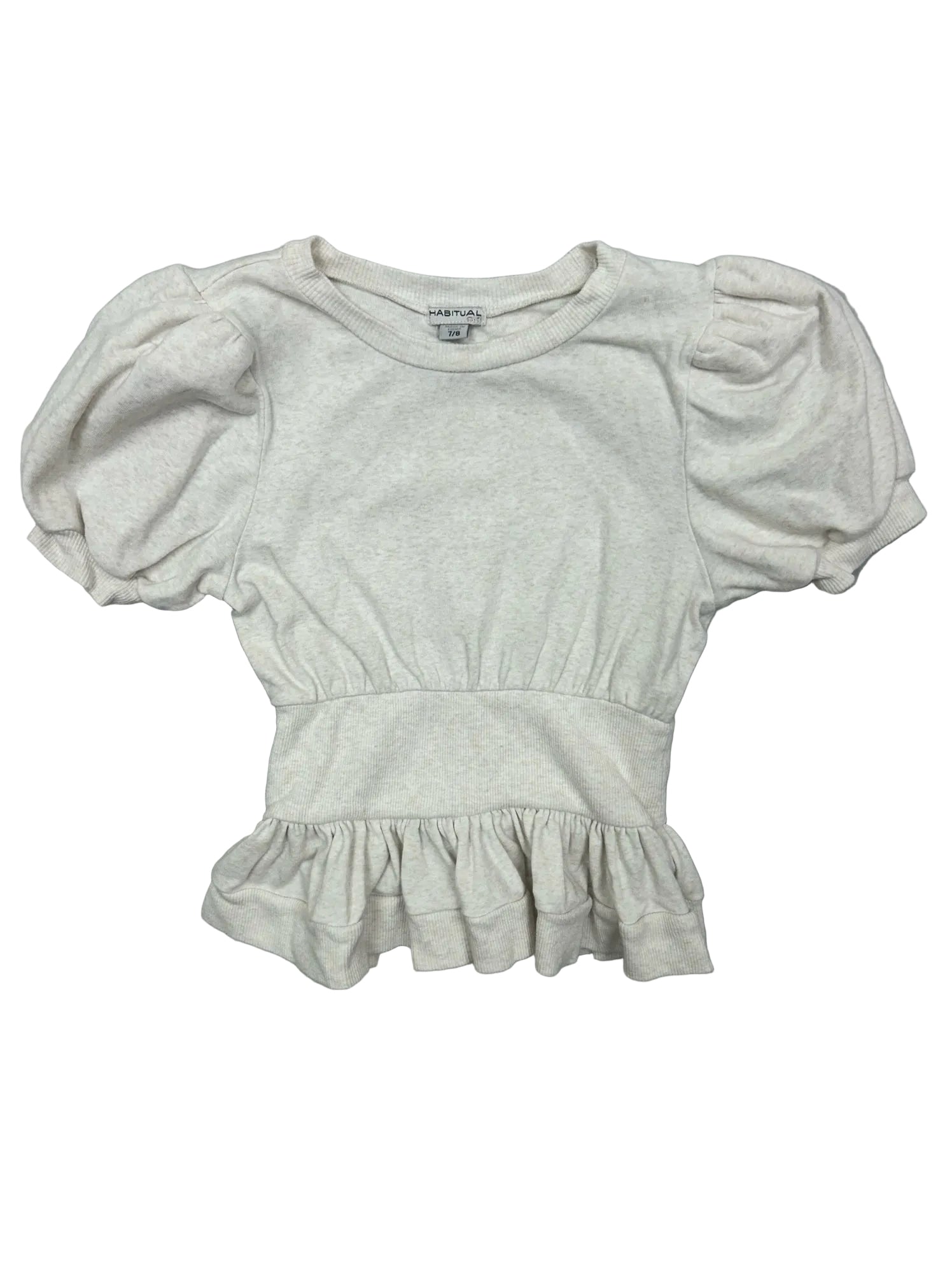 Size 7 Habitual Cream Puffy Short-Sleeve Shirt