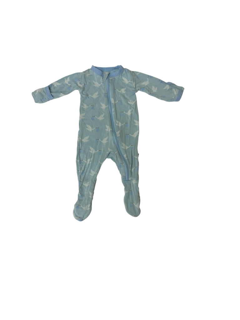 Newborn KicKee Pants Blue Bamboo Pajamas with Storks