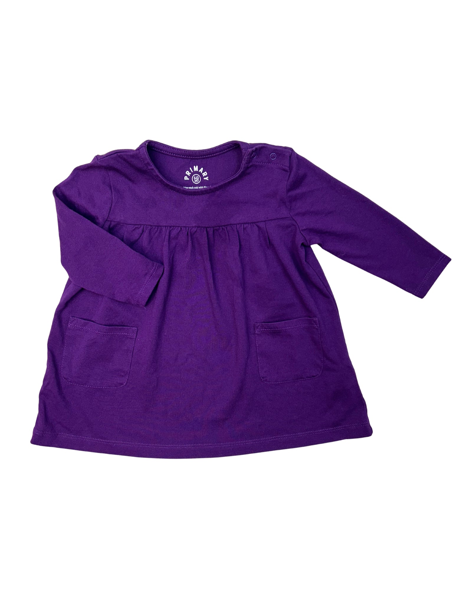 6-12 Months Primary Purple Long-Sleeve Dress