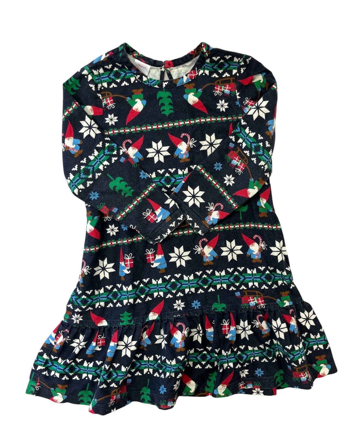 Hanna Andersson Blue Flannel Long Sleeve Christmas Dress Size 5