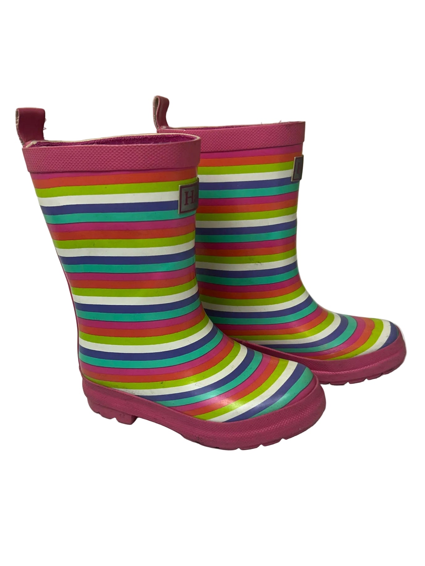 Kid Size 10 Hatley Multi-Color Striped Rain Boots