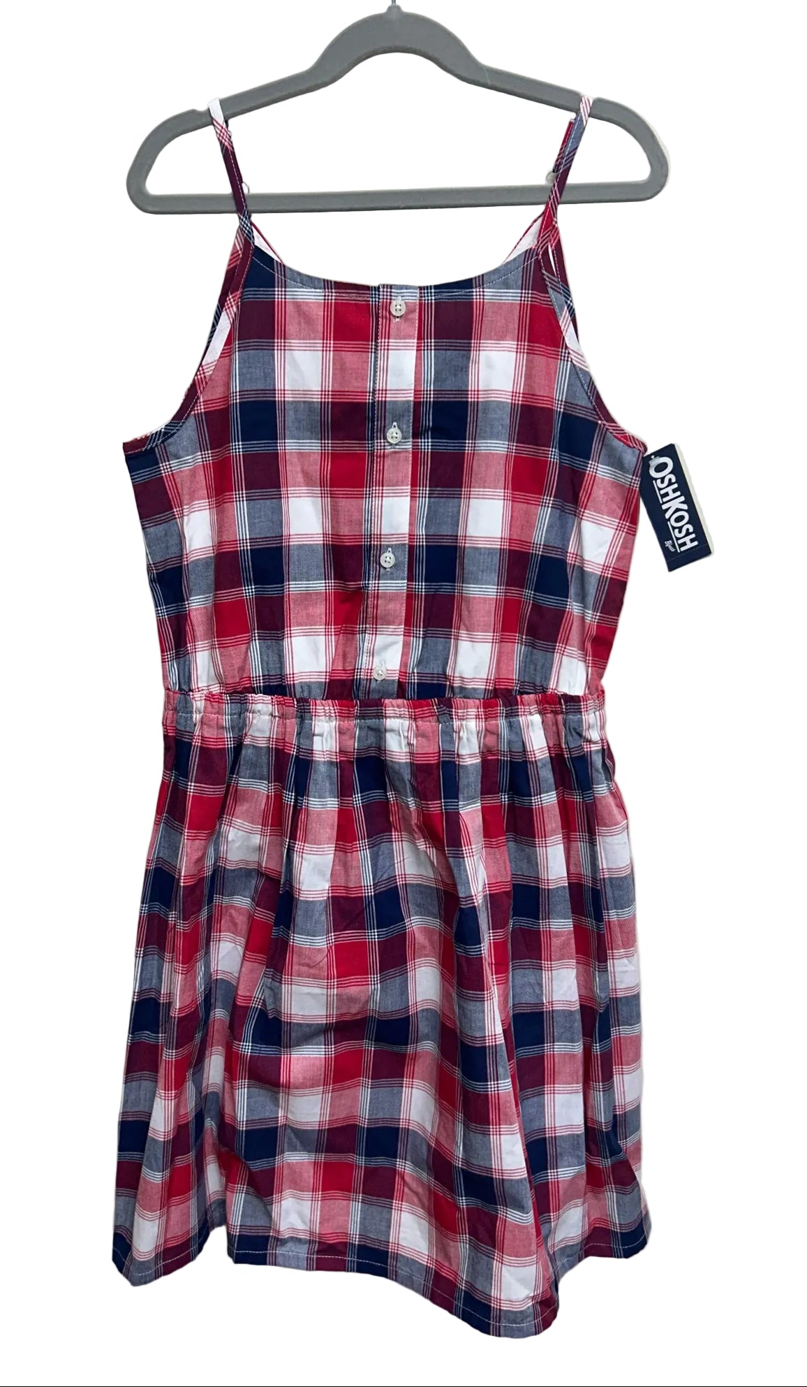 Size 14 OshKosh Red, White & Blue Plaid Sleeveless Dress