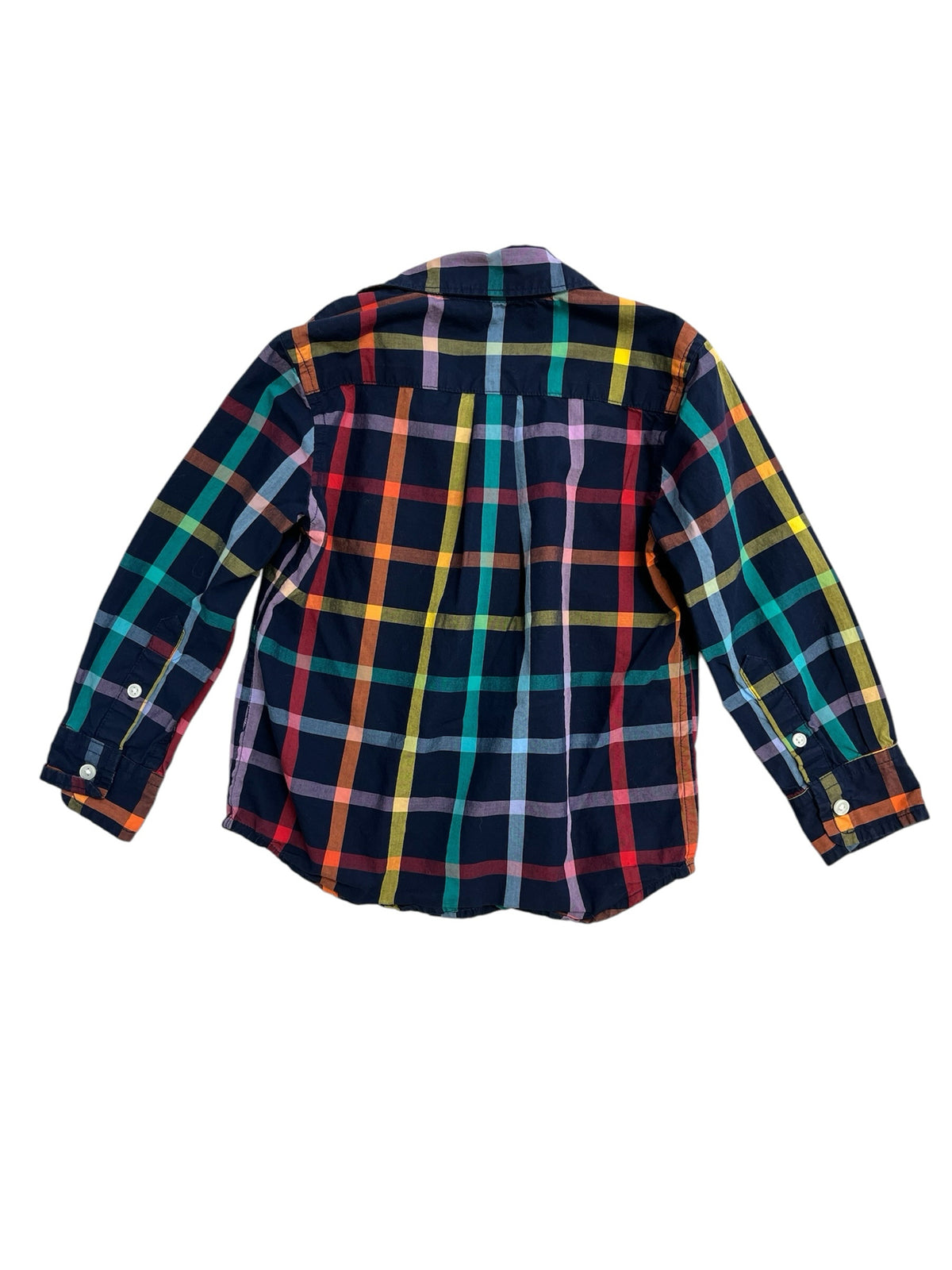 Primary Navy Blue Plaid Cotton Button-Down Shirt Size 3T