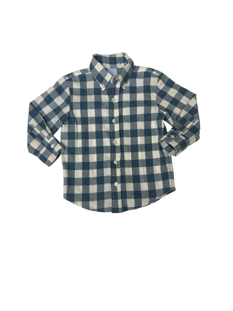 3T Bella Bliss 100% Cotton Blue and White Flannel Long-Sleeve Shirt