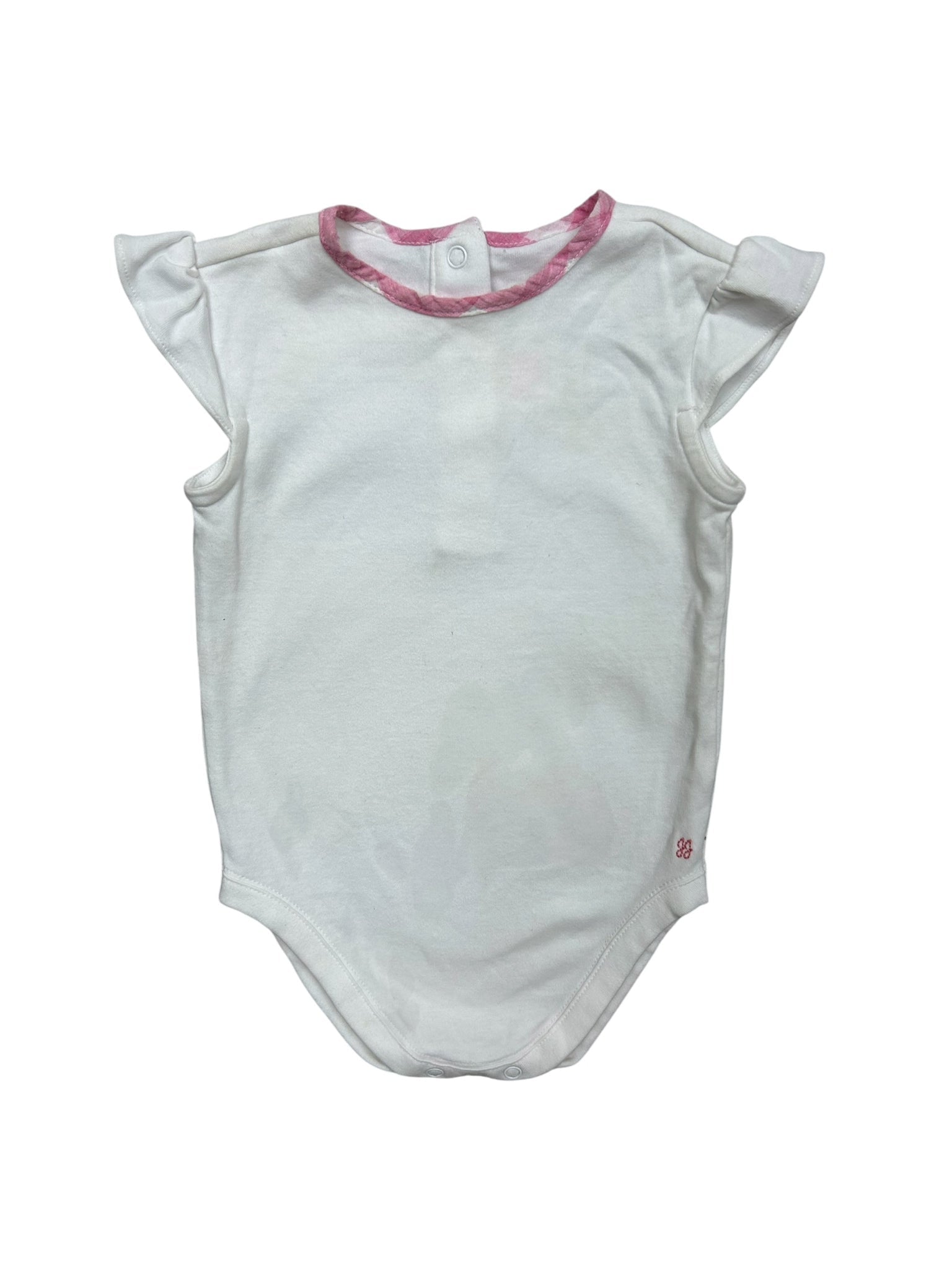 6-9 Months Janie & Jack White Onesie with Pink Trim