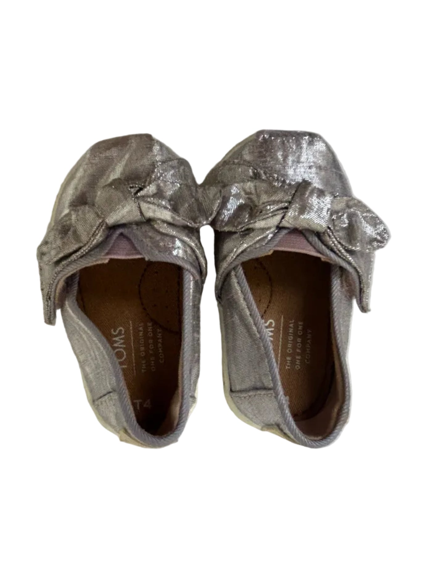 Toddler Size 4 Toms Silver Sneakers w/ Bow