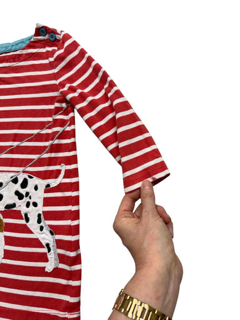 Size 18-24 Months Boden 100% Cotton Red Striped Dress with Dog Applique