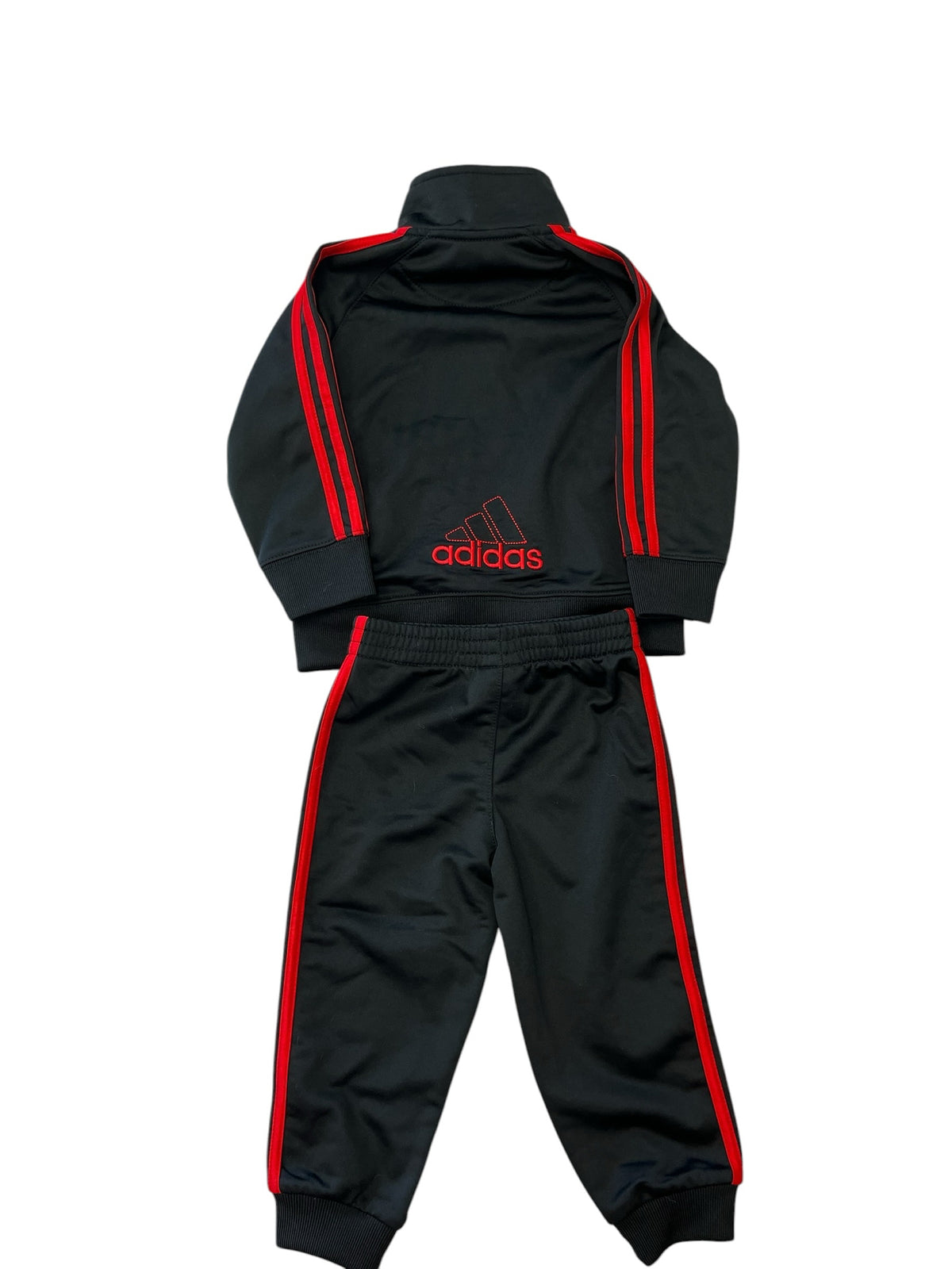 Adidas Black and Red Stripe Long-Sleeve Track Suit Size 18 Months