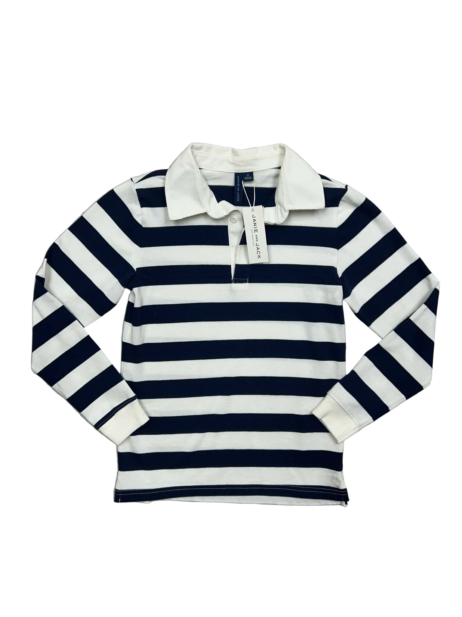 NWT Size 10 Janie & Jack Blue and White Striped Rugby Shirt