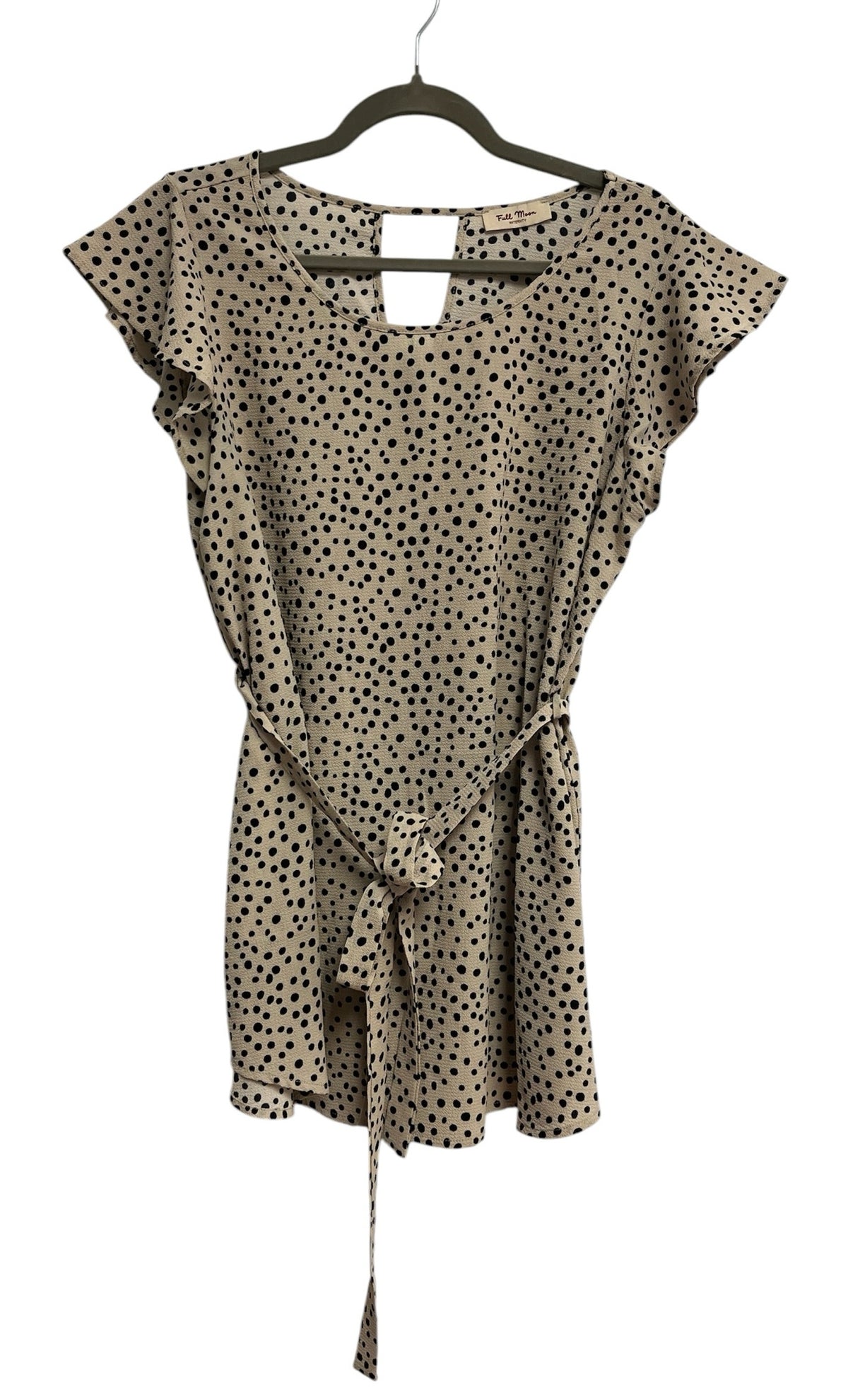 Full Moon Tan and Black Polka Dot Maternity Blouse Size L