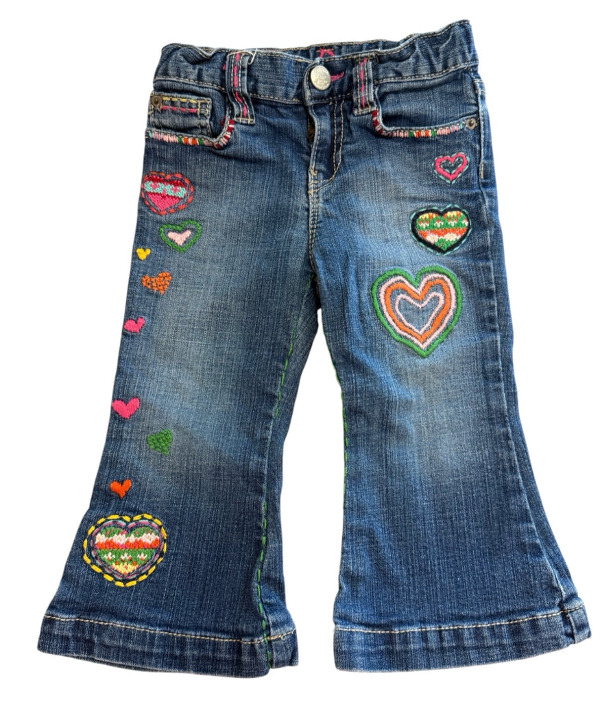 Gap Blue Jeans with Embroidered Hearts Size 18-24 Months
